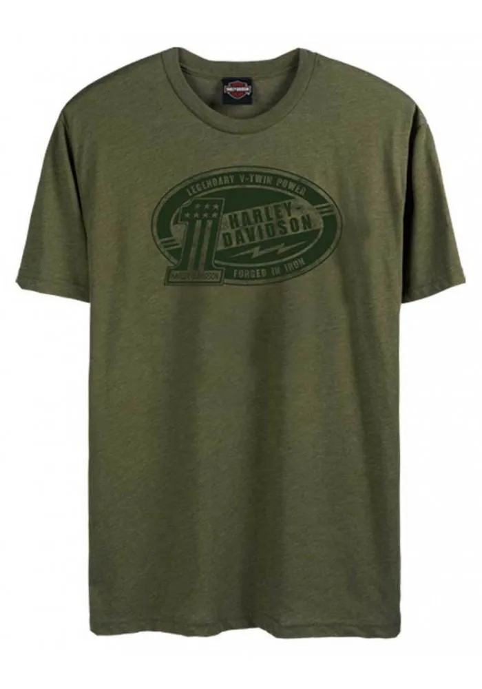 Green Harley-Davidson Men's Tonal Bolted One Short Sleeve Crew Neck T-Shirt 30297798