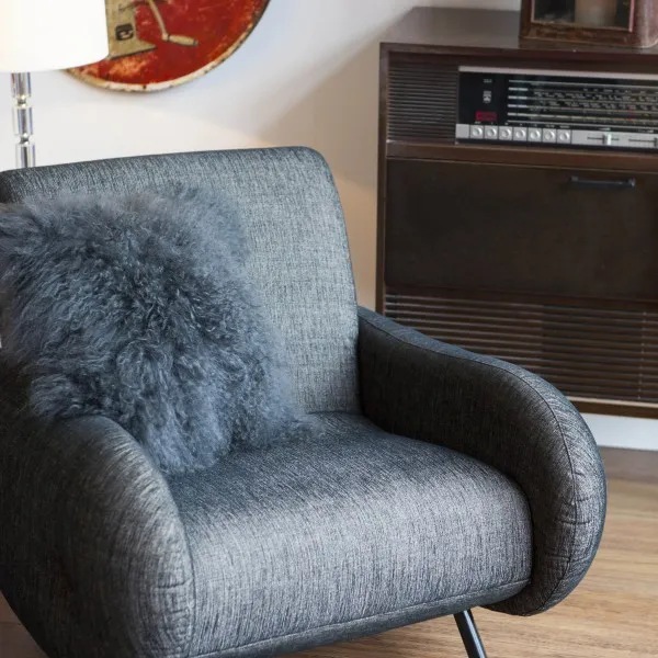 Grey Tibetan Sheepskin Cushion