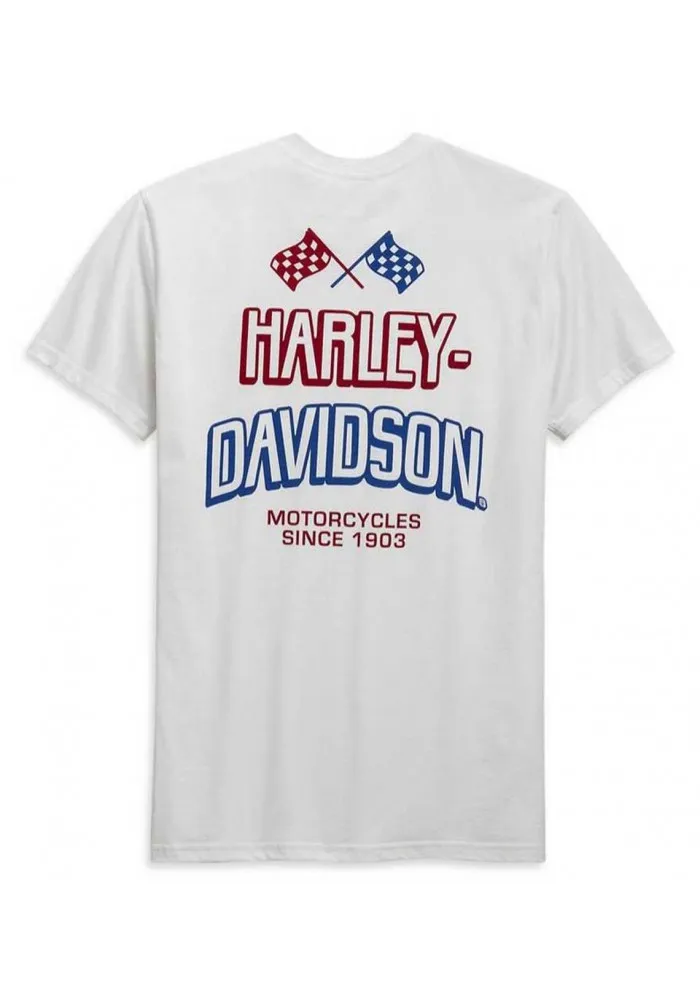 Harley-Davidson Men's Race Flag Short Sleeve T-Shirt White 99089-20VH