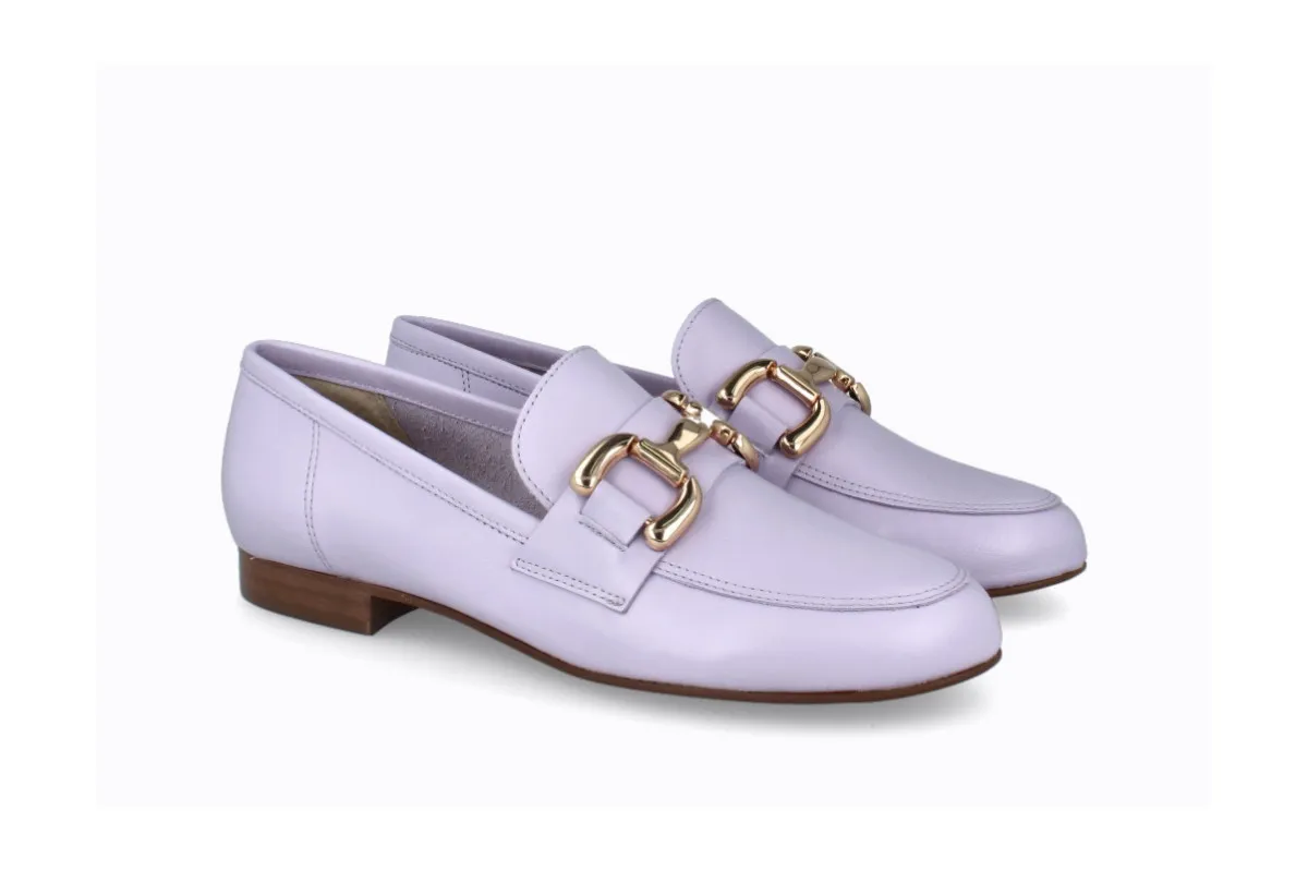 High-Quality Leather Purple Buckle Moccasins