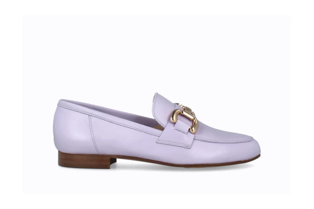 High-Quality Leather Purple Buckle Moccasins