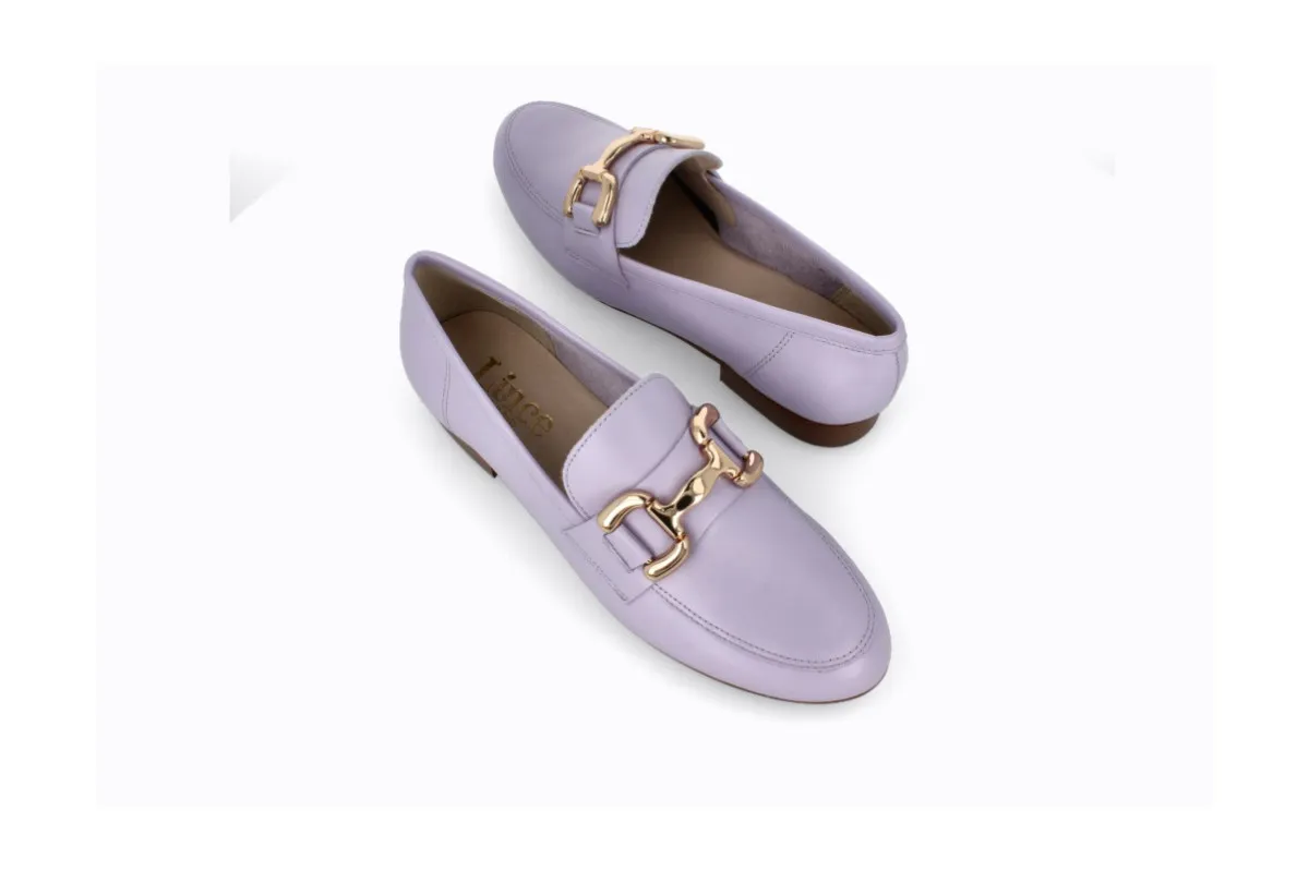 High-Quality Leather Purple Buckle Moccasins