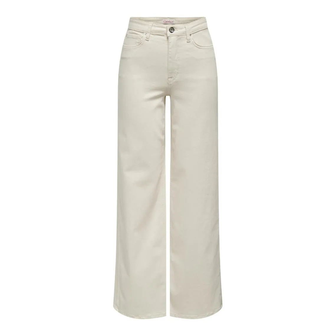 Wide leg high waist ecru cotton pants with zippered front by Tess | 3 Suisses.