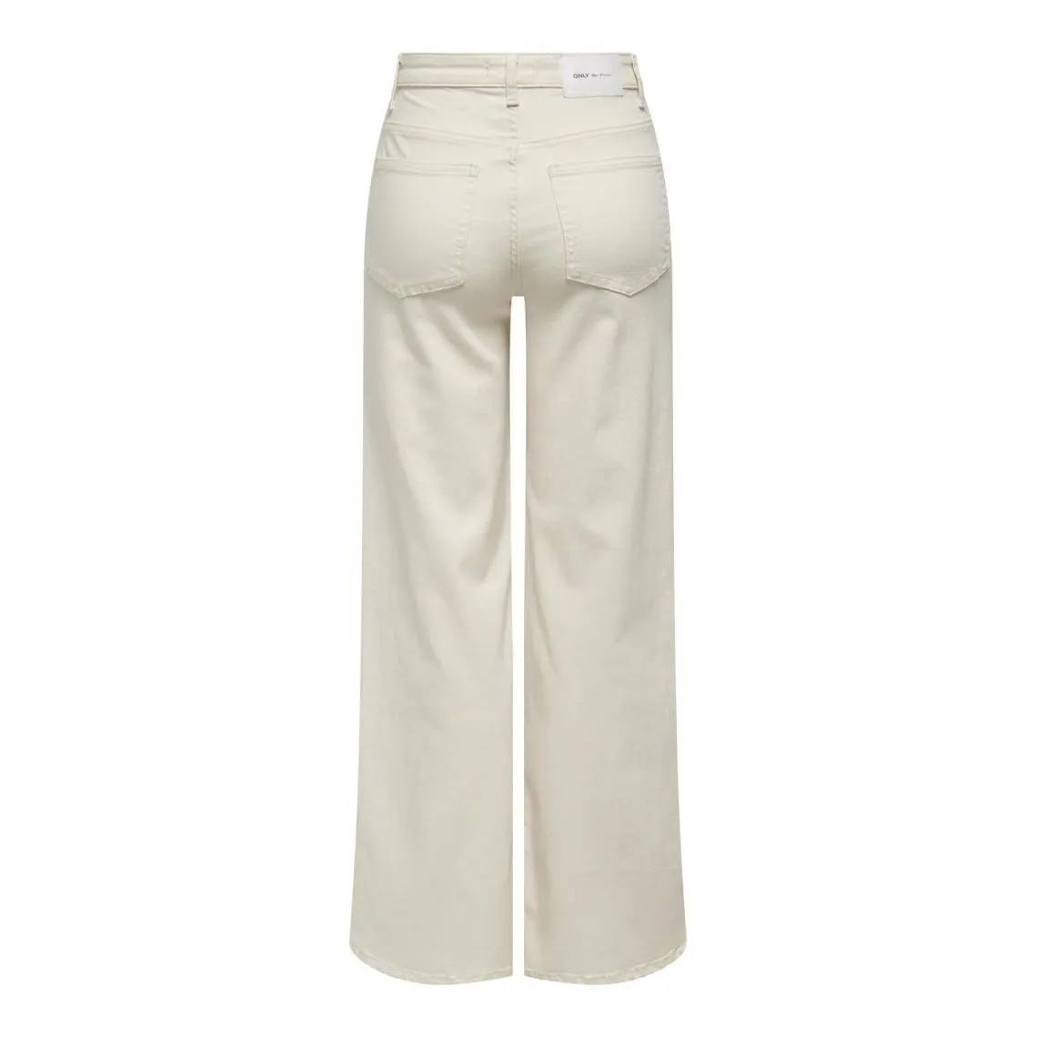 Wide leg high waist ecru cotton pants with zippered front by Tess | 3 Suisses.