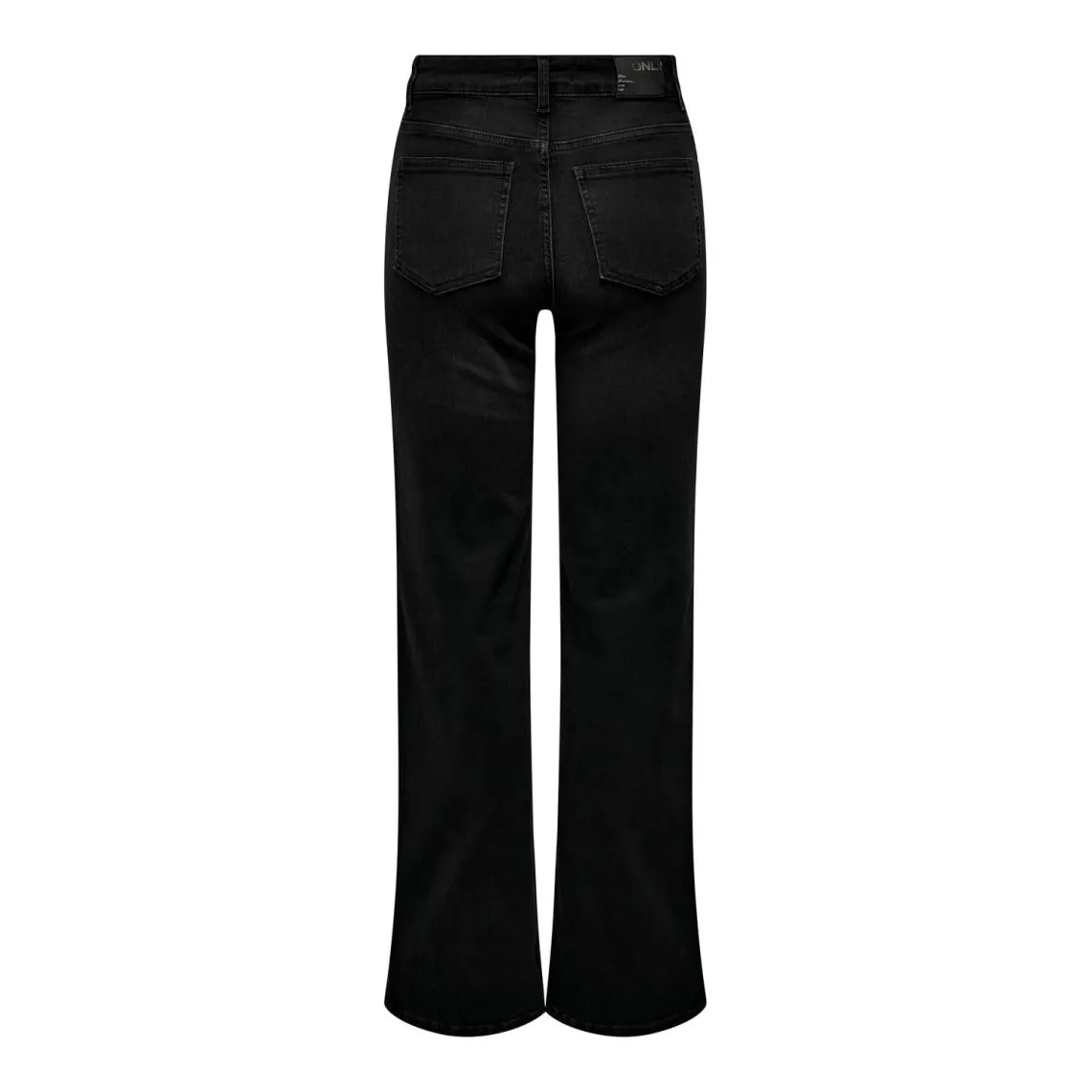 Wide Leg High Waisted Black Cotton Jeans with Zip Fly by Hattie | 3 Suisses