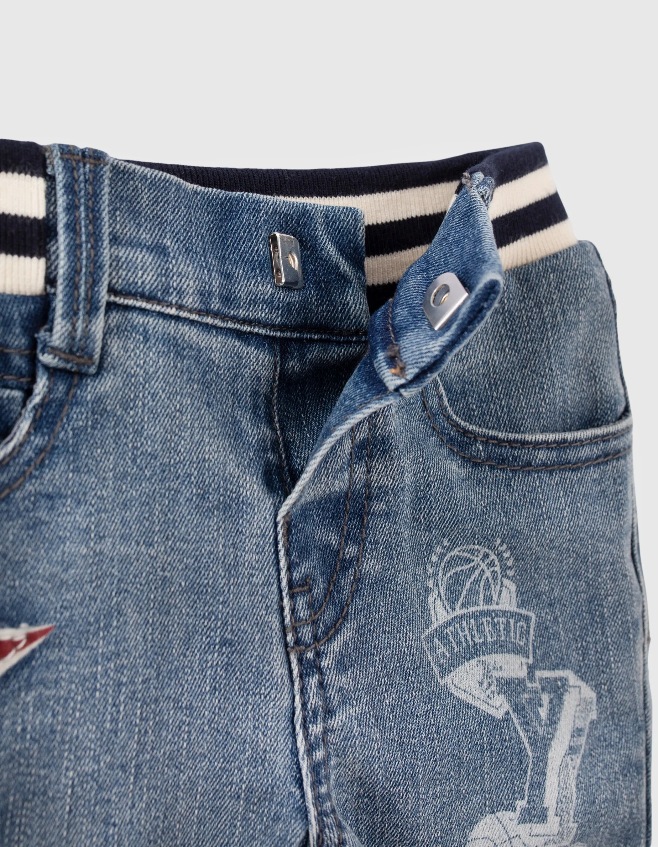 Baby boys' blue jeans and ribbed waistband belt