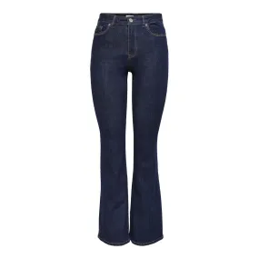 High-waisted dark blue cotton jeans with zip fly by Ines | 3 Suisses