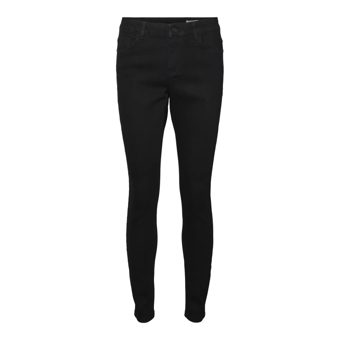 Black mid-rise skinny jeans with button and zipper closure in cotton by Olia | 3 Suisses