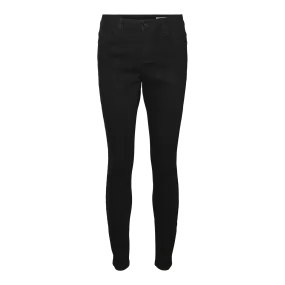 Black mid-rise skinny jeans with button and zipper closure in cotton by Olia | 3 Suisses