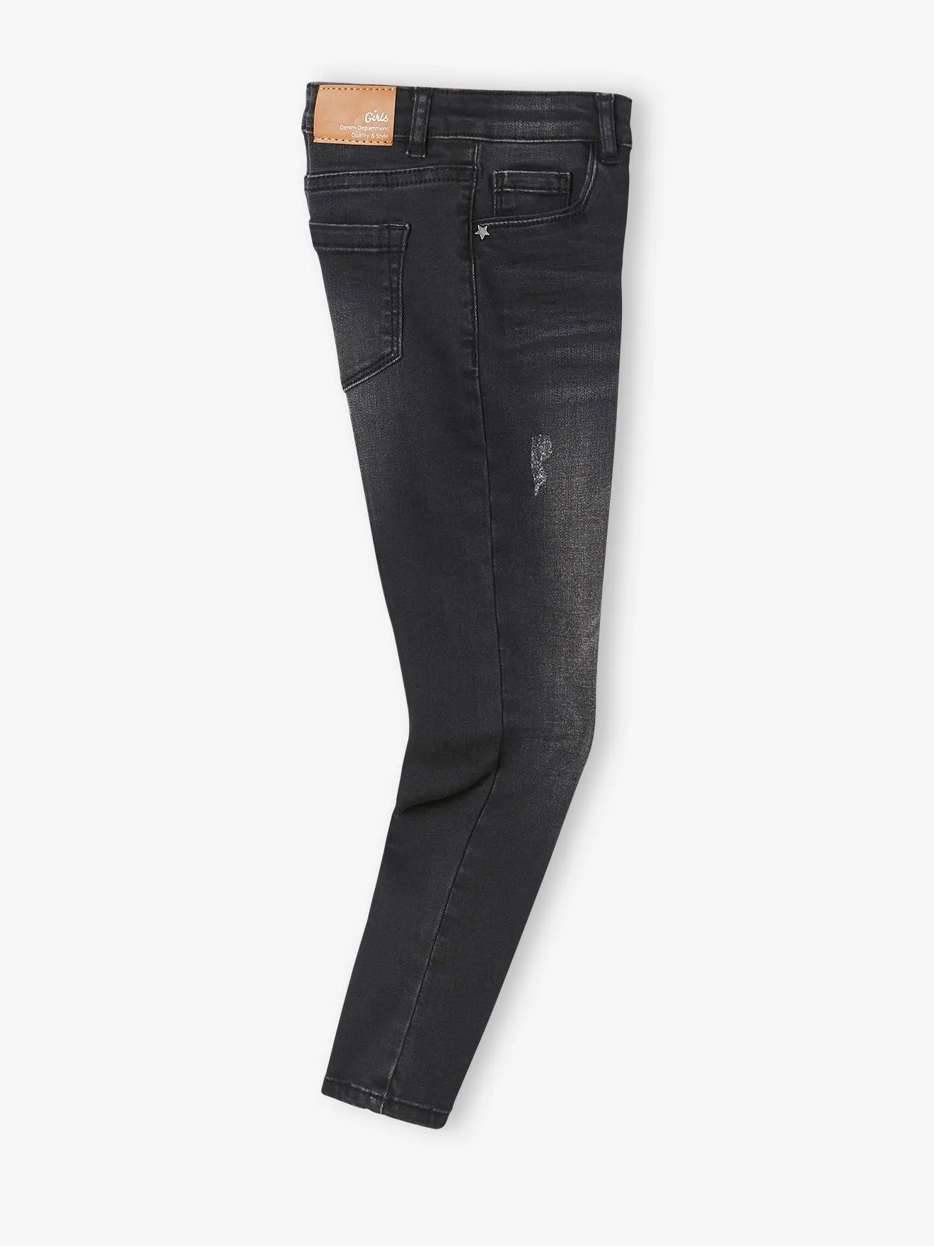 Black denim skinny jeans for girls with water-saving techniques - Vertbaudet