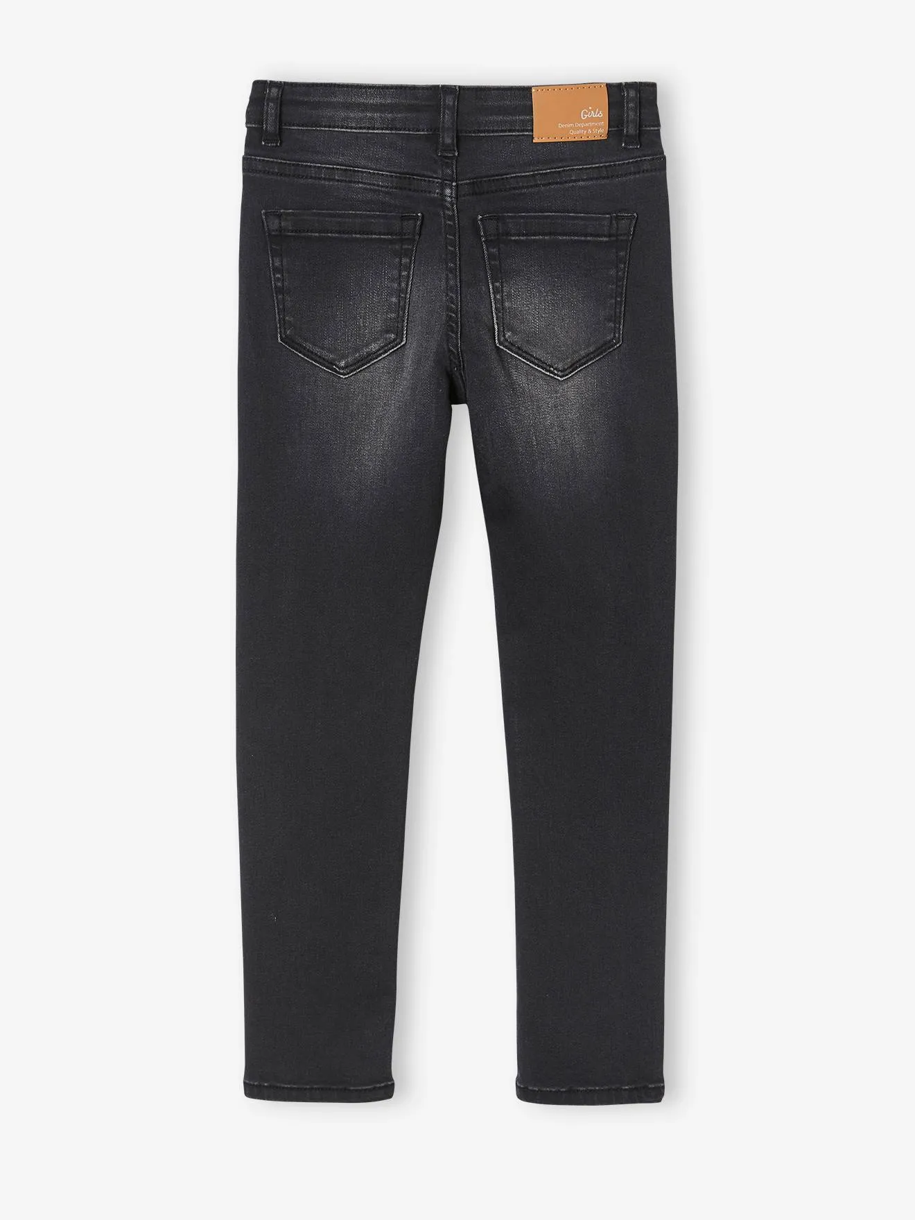 Black denim skinny jeans for girls with water-saving techniques - Vertbaudet