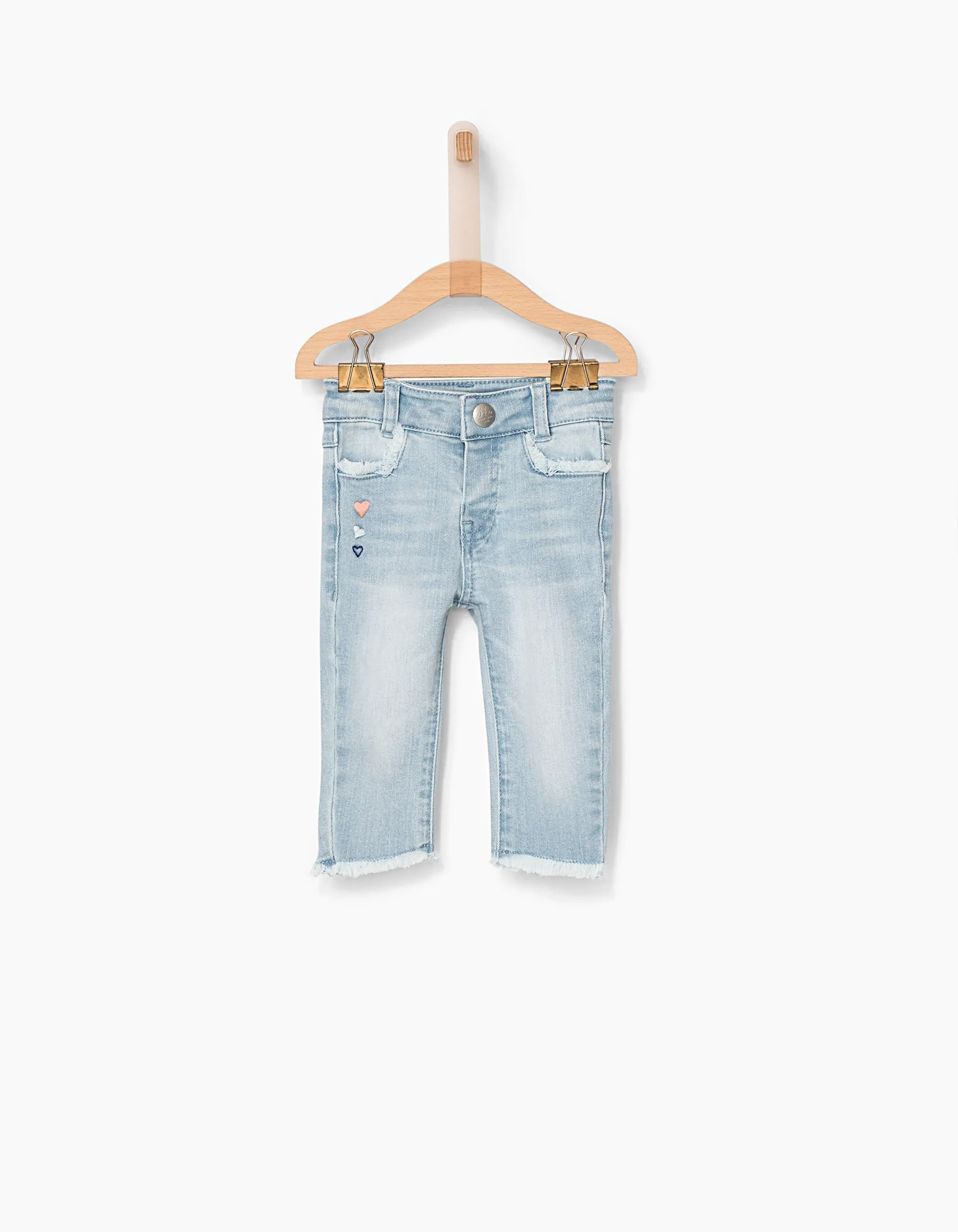 Light Blue Fringed Details Baby Girl Jean