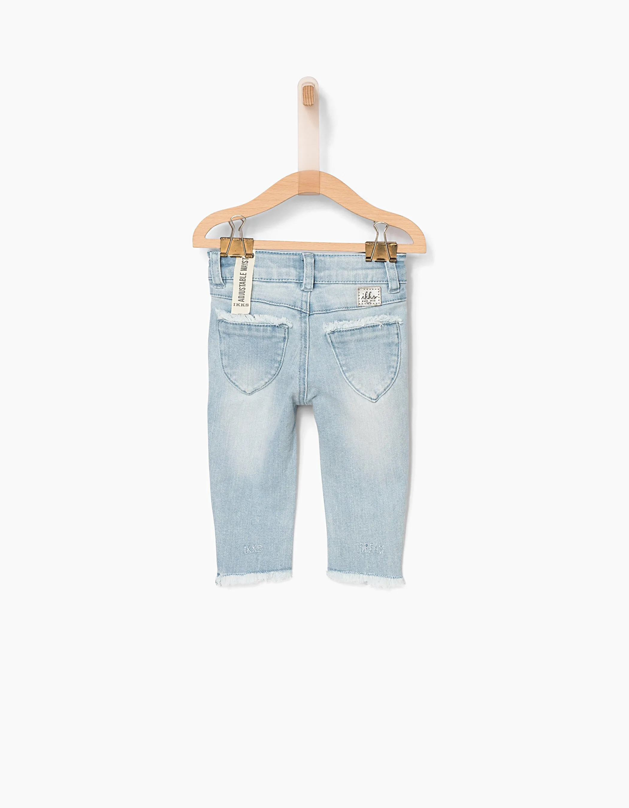 Light Blue Fringed Details Baby Girl Jean