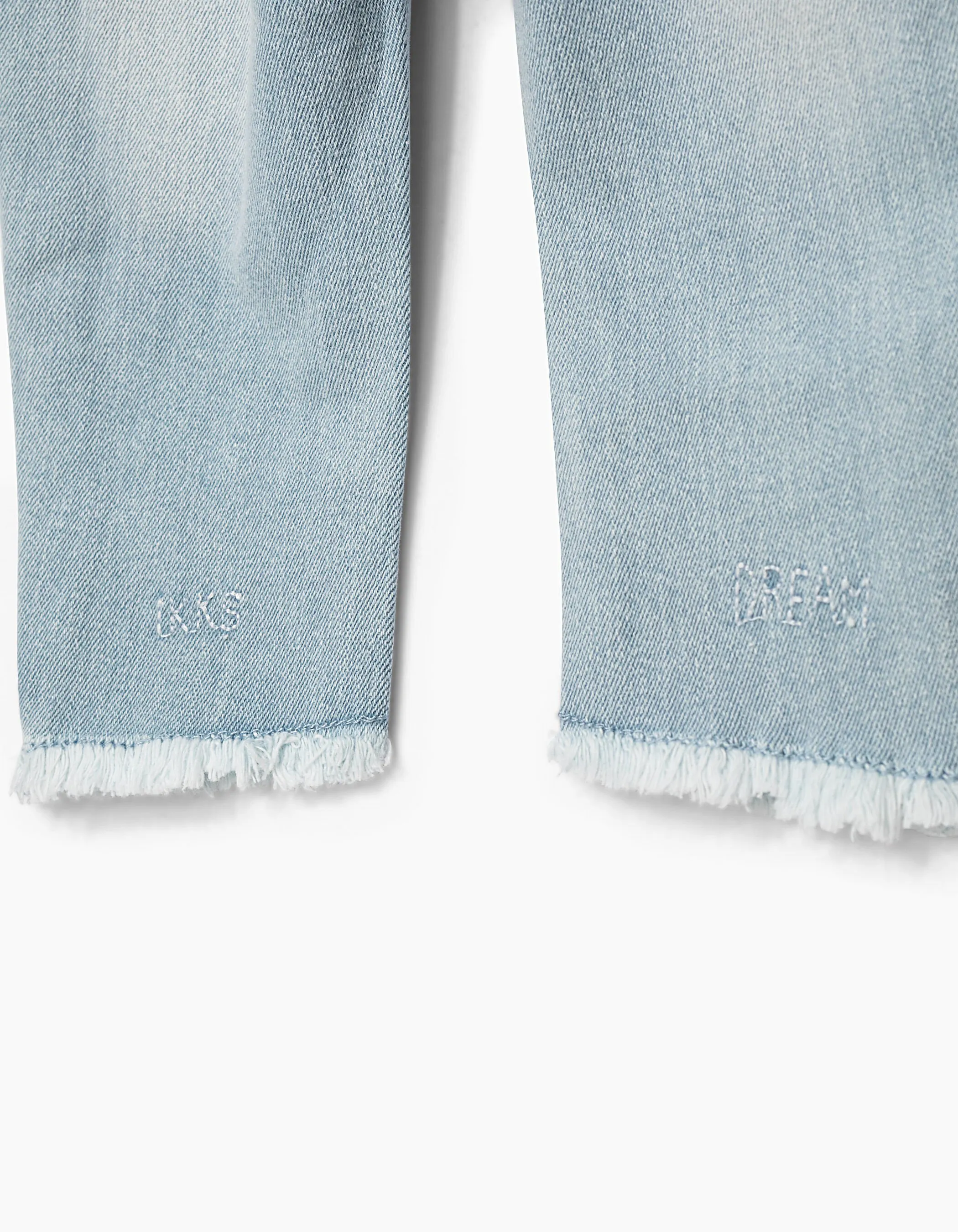 Light Blue Fringed Details Baby Girl Jean