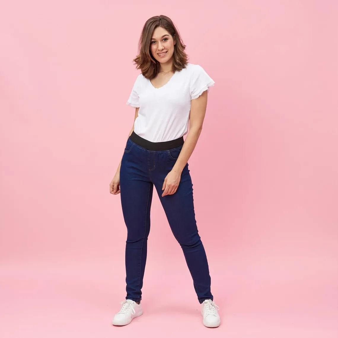 Elastic Waistband Plus Size Women's Jeans - Dark Blue | 3 Suisses