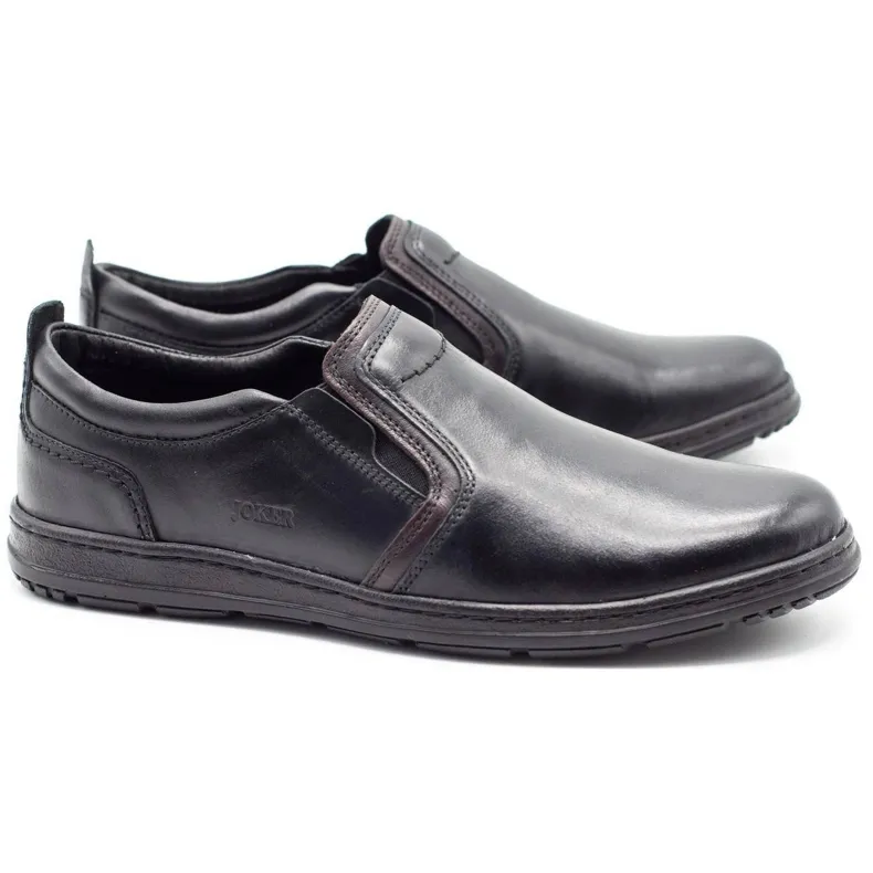 Joker Black Leather Men's Loafers 535 In Black