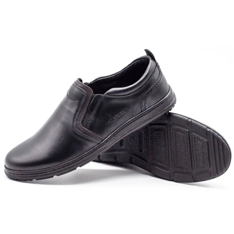 Joker Black Leather Men's Loafers 535 In Black