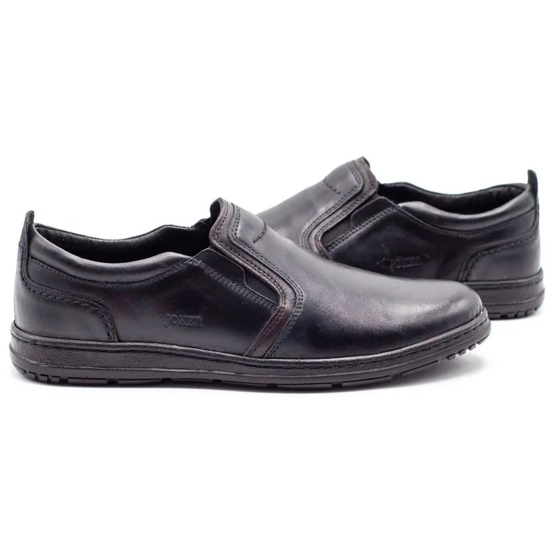 Joker Black Leather Men's Loafers 535 In Black