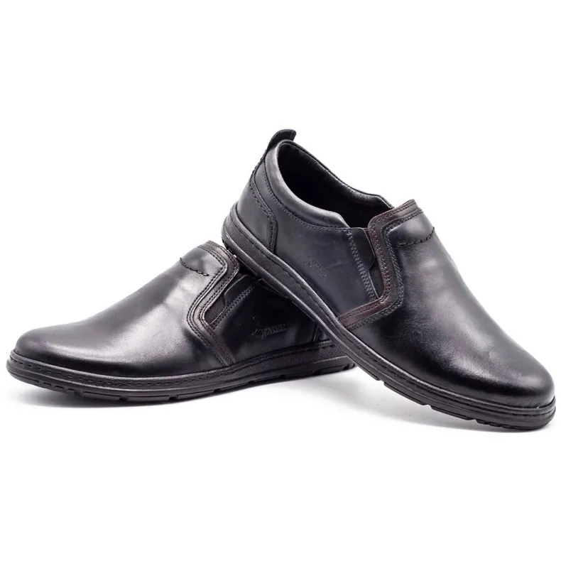 Joker Black Leather Men's Loafers 535 In Black