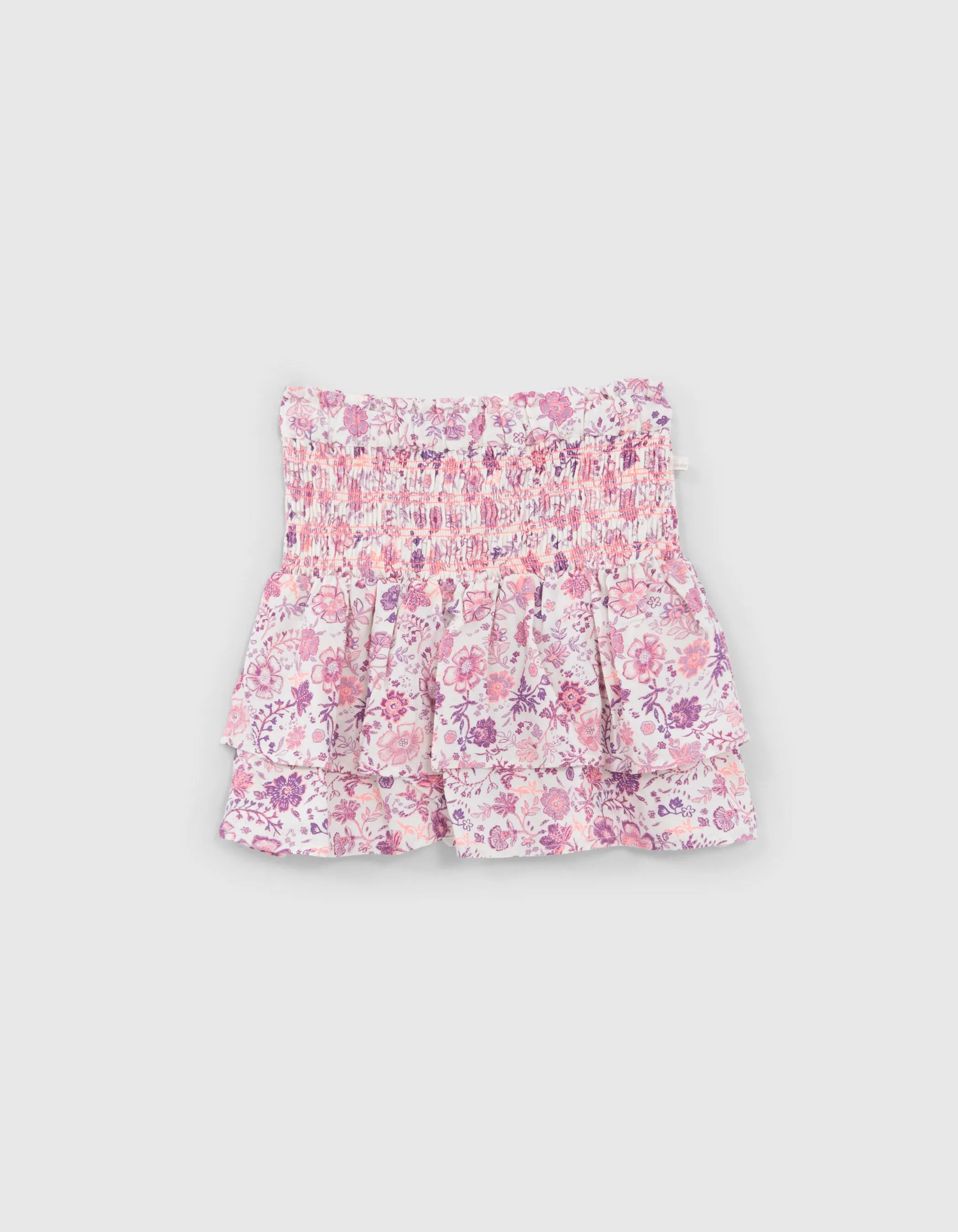 Off-White Skirt with Lilac Floral Print for Girls