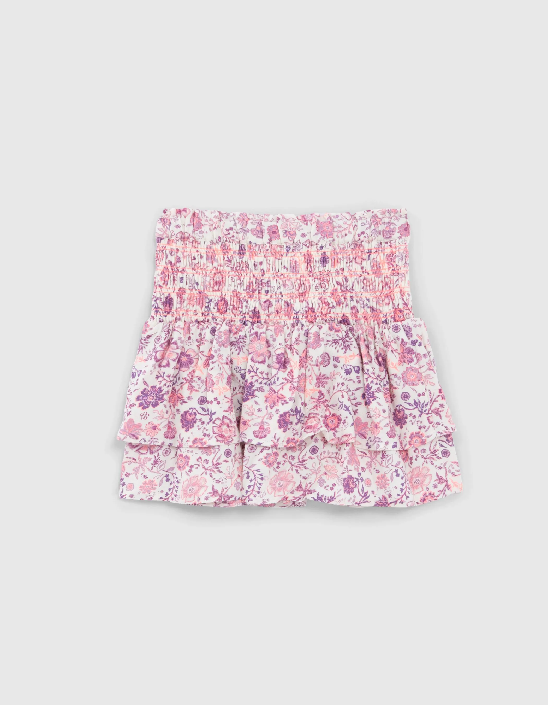 Off-White Skirt with Lilac Floral Print for Girls