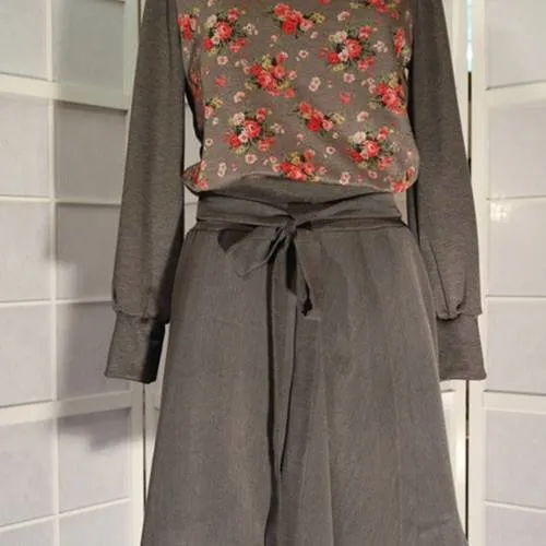 Grey A-Line Elastic Waist Skirt