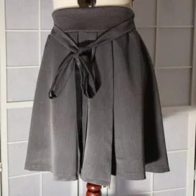 Grey A-Line Elastic Waist Skirt