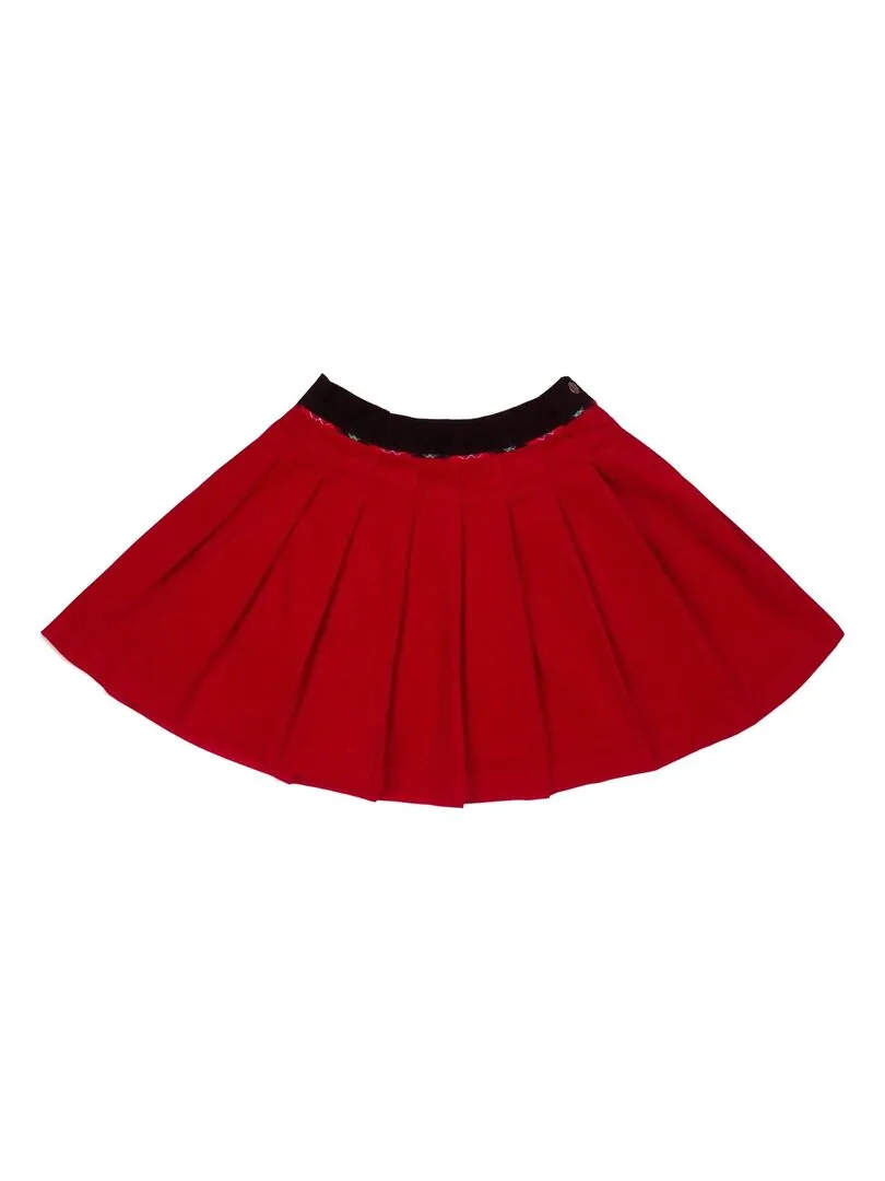 Red Velvet Pleated Christmas Skirt for Girls - London - 'La Faute a Voltaire' - Red