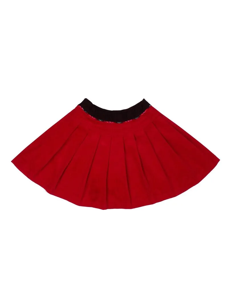 Red Velvet Pleated Christmas Skirt for Girls - London - 'La Faute a Voltaire' - Red