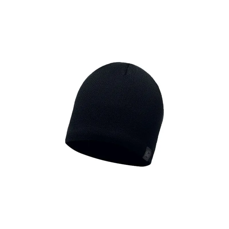 Black Knitted Fleece Beanie Hat - Buff