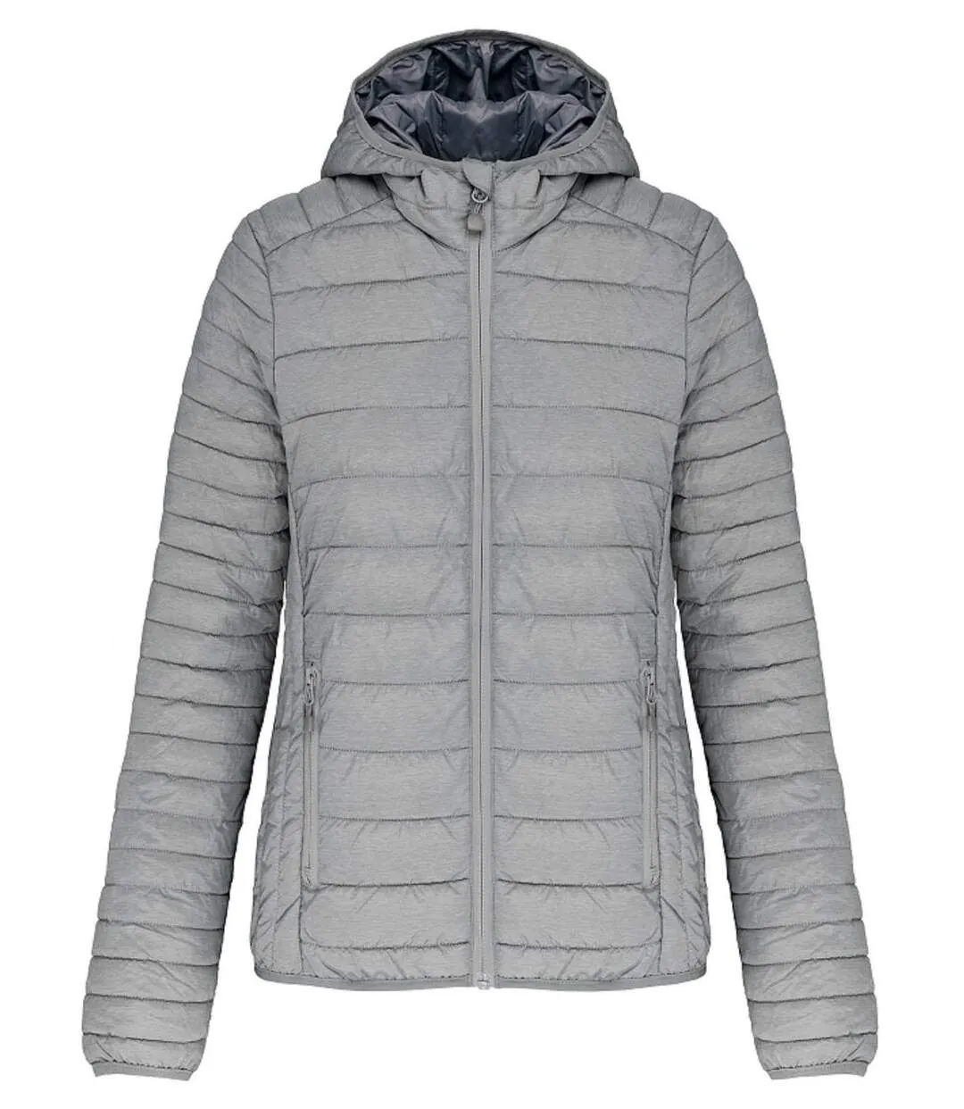 Lightweight Hooded Puffer Jacket - K6111 - Silver Grey - Women