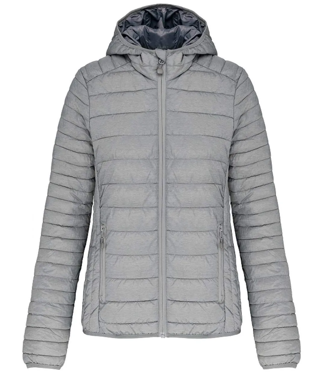 Lightweight Hooded Puffer Jacket - K6111 - Silver Grey - Women