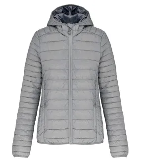 Lightweight Hooded Puffer Jacket - K6111 - Silver Grey - Women