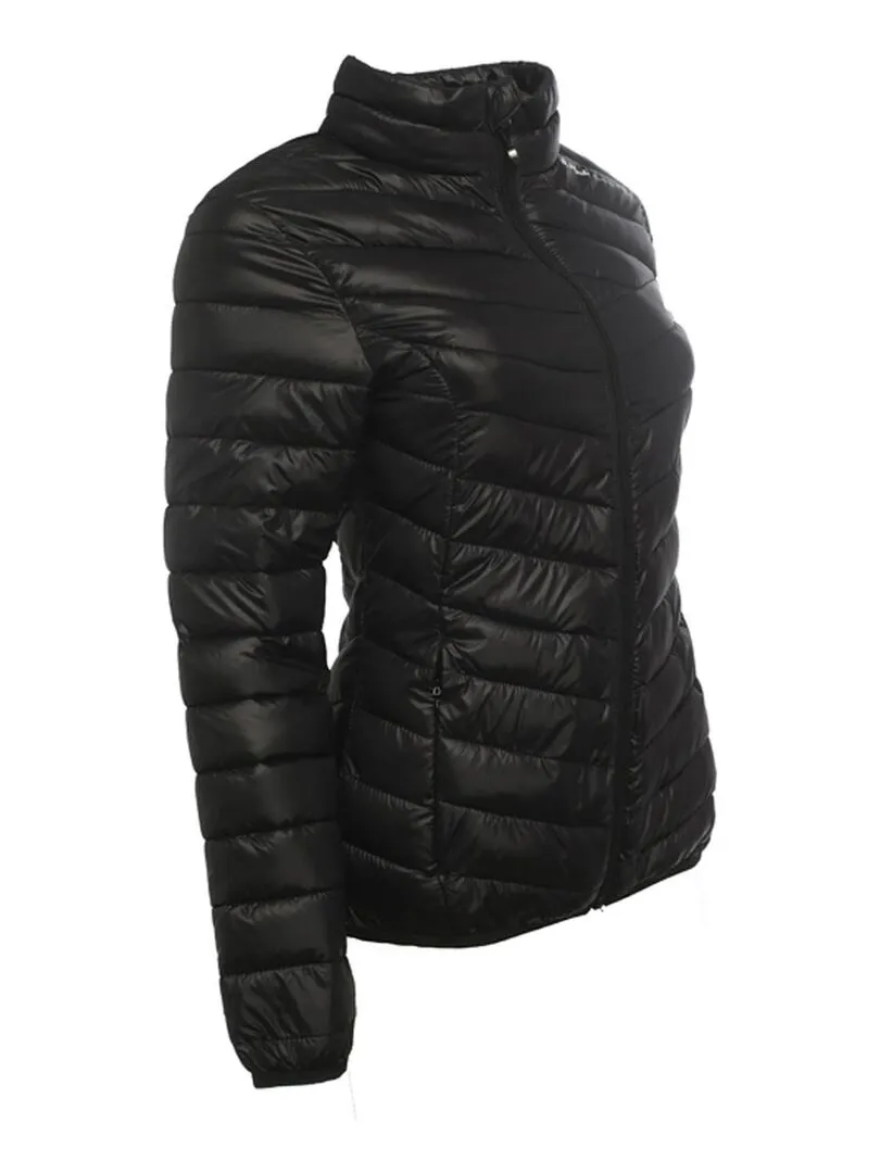 Lightweight Women's Thin Puffer Jacket - Black Black