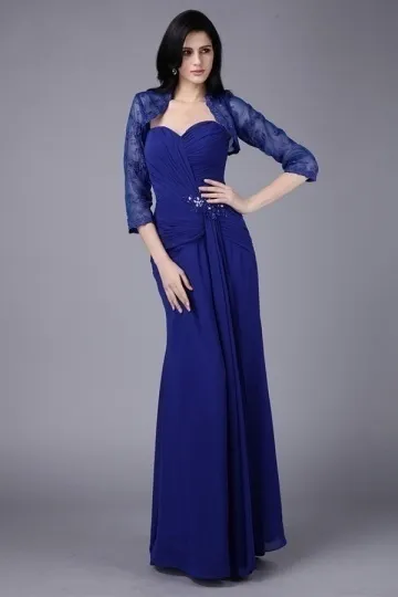 Elegant evening gown with ruched top and rhinestone embellishments - Robedesoireelongue.fr