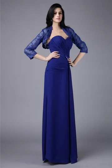 Elegant evening gown with ruched top and rhinestone embellishments - Robedesoireelongue.fr