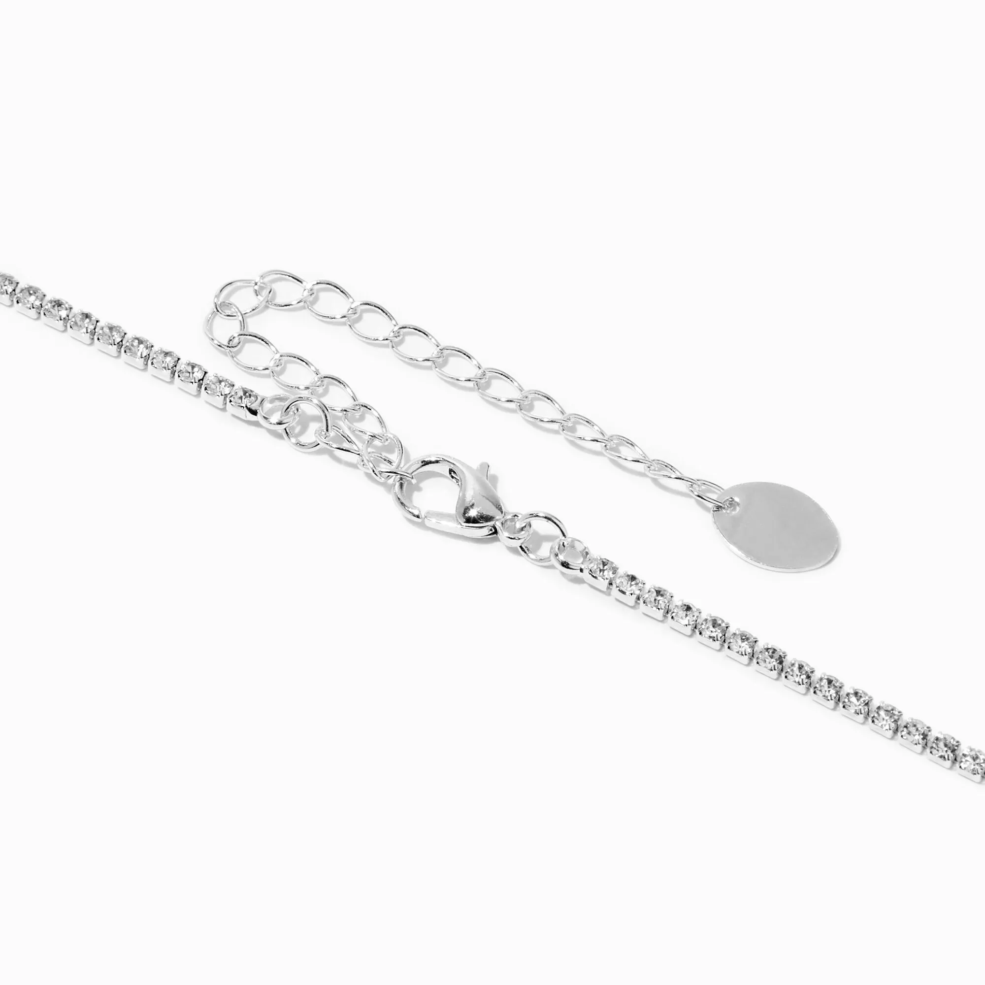 Lot de 2 pendentifs ras-de-cou mini gouttes strass argent