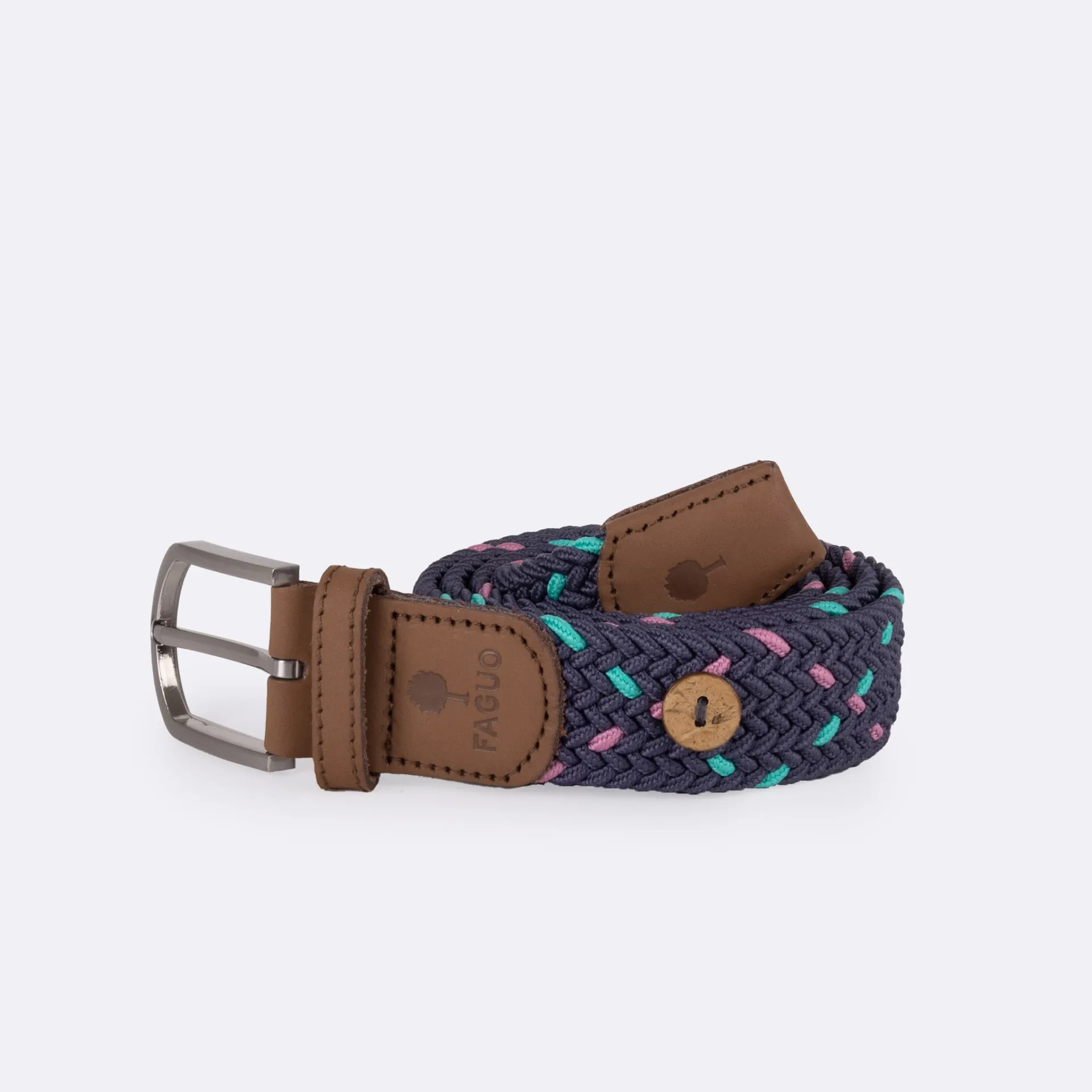 Marine Blue and Pink Fabric Belt - FAGUO