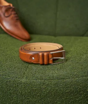 men's cognac patina leather belt