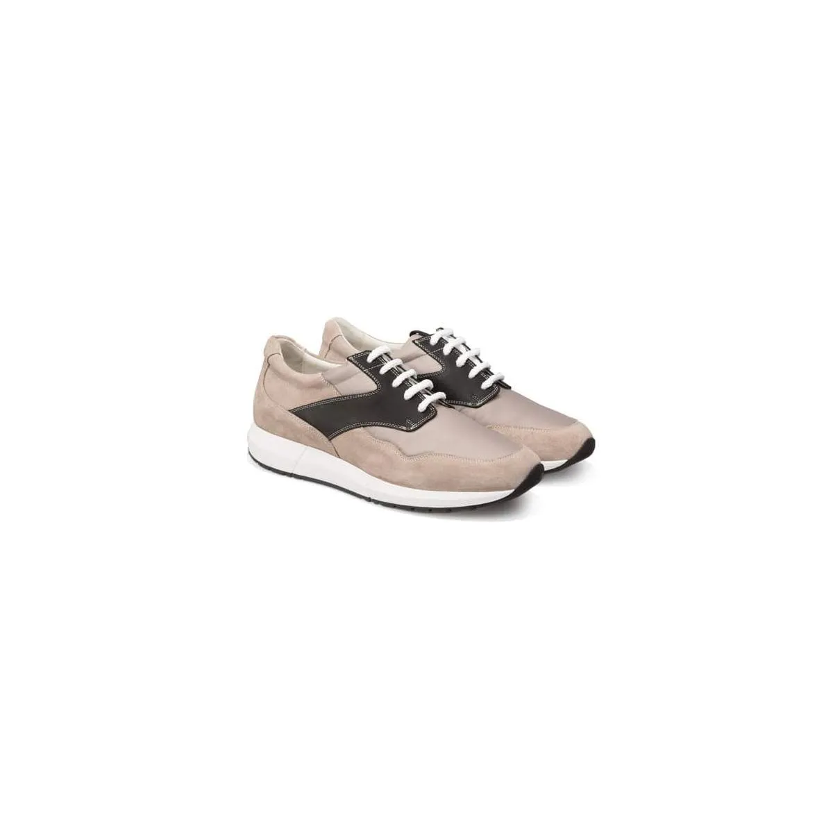 Men's Leather and Suede Beige Sneakers