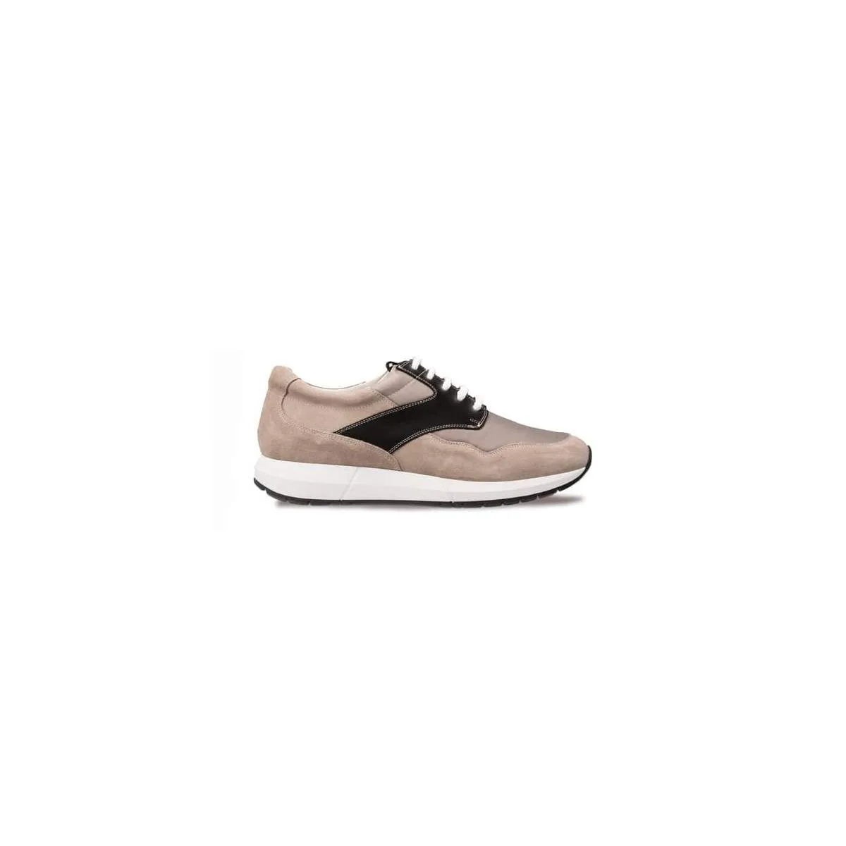 Men's Leather and Suede Beige Sneakers