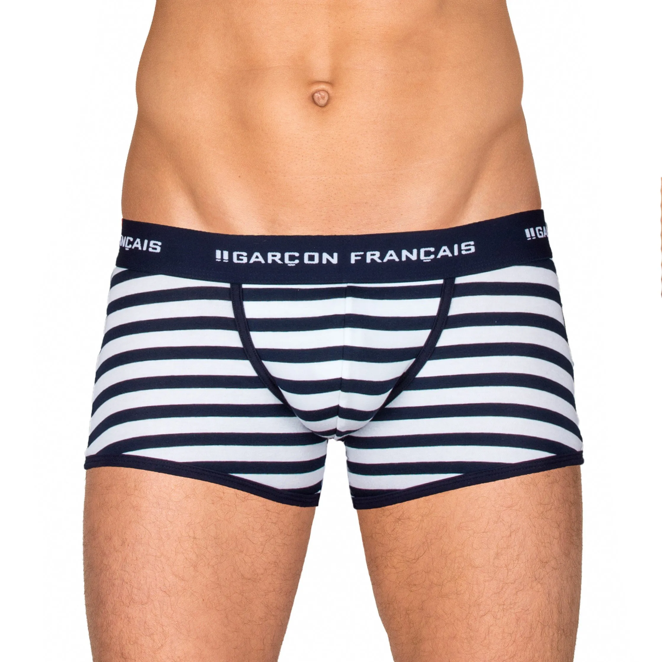 Men's Long Navy Boxer Briefs - French Boys: Sale Men's Boxer Shorts.