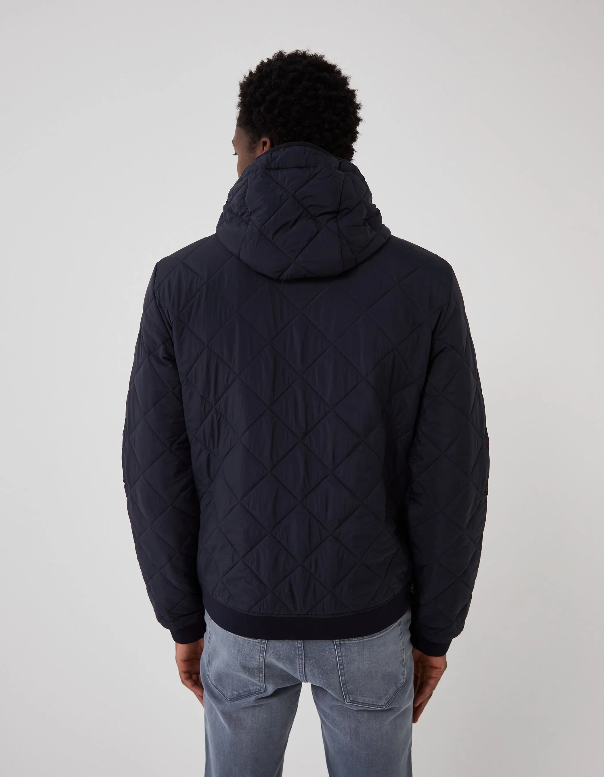 Men's Navy Quilted Hooded Inner Jacket