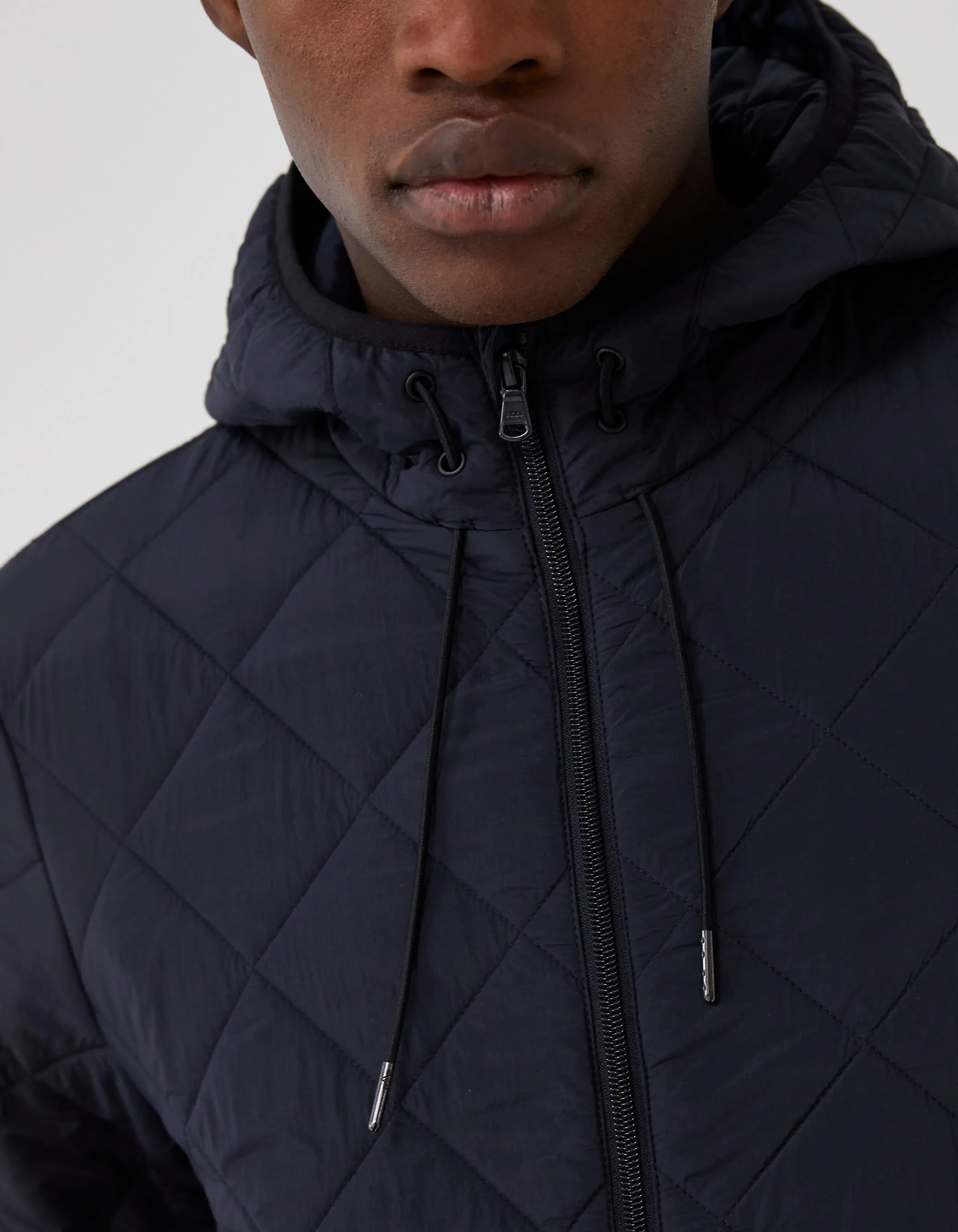 Men's Navy Quilted Hooded Inner Jacket