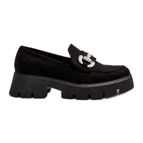 Ellise Black Women's Loafers with Decoration - Black