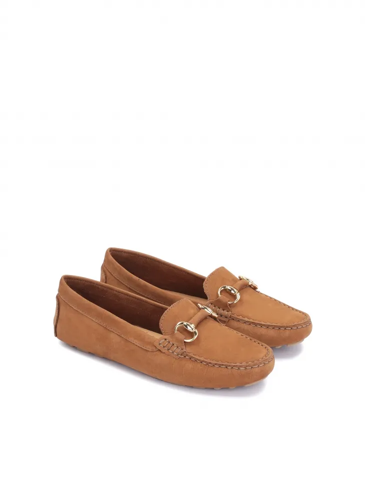 Ginger Moccasins for Ladies with Metal Buckle