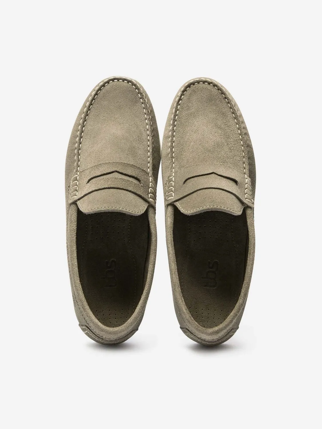 TBS Men's Taupe Suede Soft Leather Moccasins