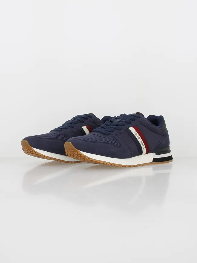 Navy Blue Men's Textile Sneakers - Teddy Smith | wimod