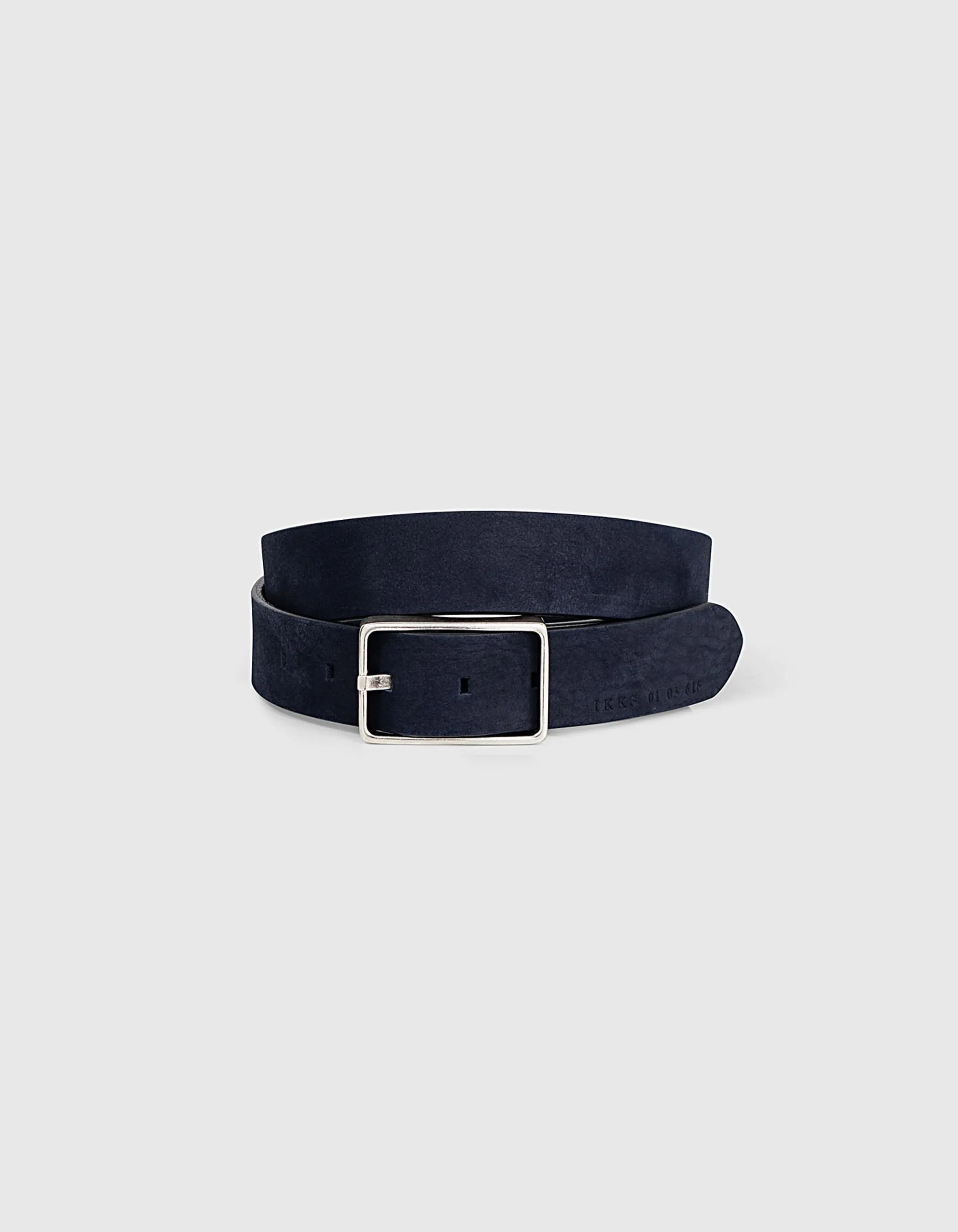 Navy blue nubuck leather men's belt