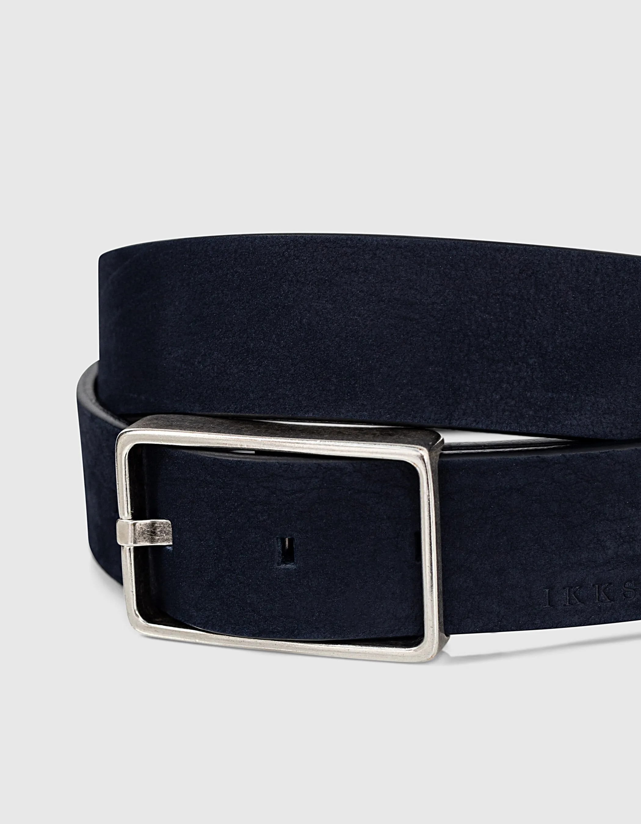 Navy blue nubuck leather men's belt